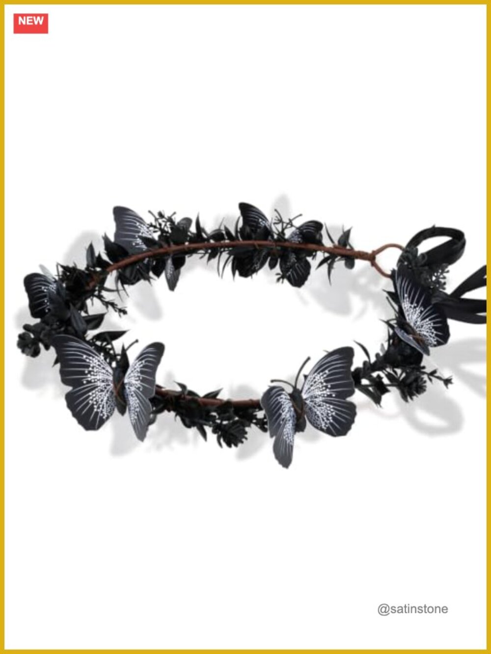 Gothic Butterfly Flower Crown Headband Halloween Witch Cosplay Hair Accessory